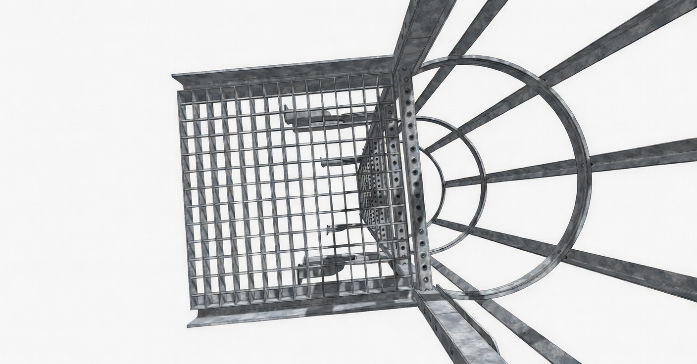 Drabina z koszem — widok z dołu